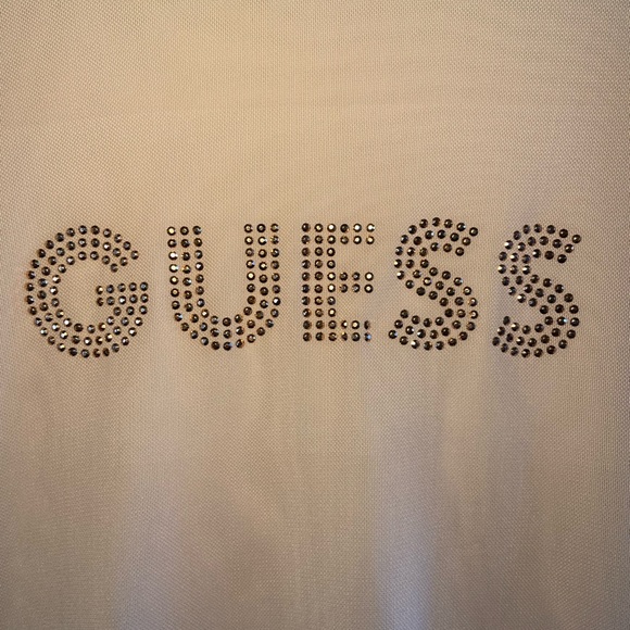 GUESS Light Pink Sheer Short Sleeve Top - Picture 4 of 4